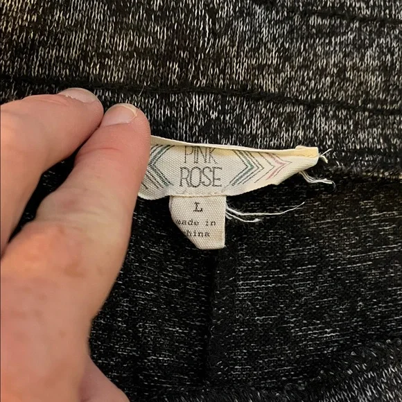 Pink Rose Black and Gray Knit Fabric - Picture 2 of 3